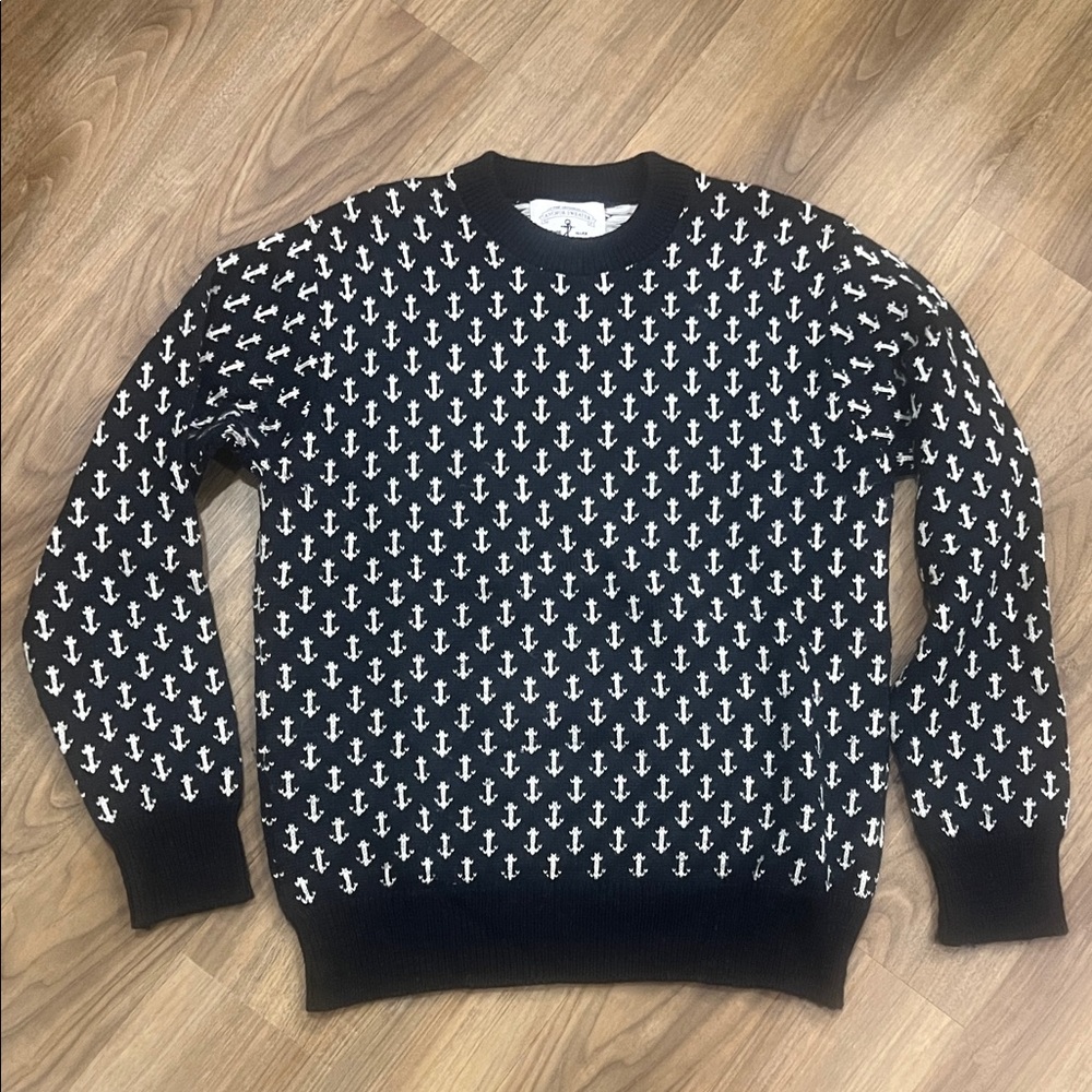 Vintage Kiel James Patrick Navy and White Anchor Crewneck Sweater